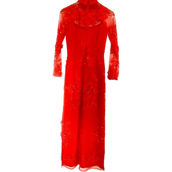 Beautiful Couple Wedding Ao Dai - Red - Picture 4 of 11